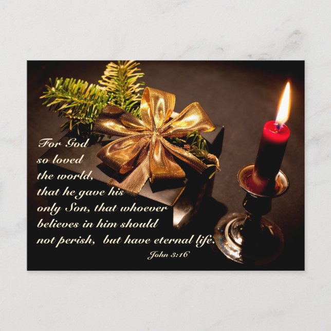 John 3:16 Scripture God so Loved the World Custom Holiday Postcard (Front)