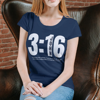 John 3:16 Solid Navy Christian bible verse  Tri-Blend Shirt