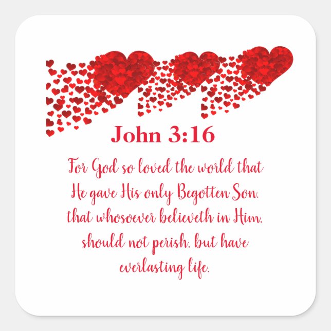 John 3:16 square sticker (Front)