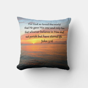 JOHN 3:16 SUNRISE OVER THE OCEAN PHOTO CUSHION