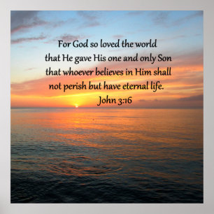JOHN 3:16 SUNRISE OVER THE OCEAN PHOTO POSTER