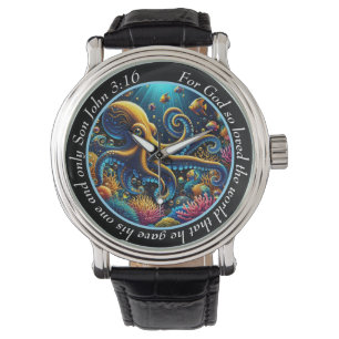 John 3:16 Vibrant Octopus Timepiece Ocean Faith Watch