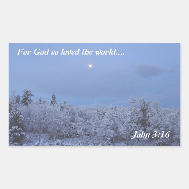 John 3:16 Winter Morning Rectangular Sticker (Front)