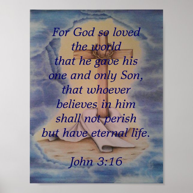 John 3:16 with the cross poster (Front)
