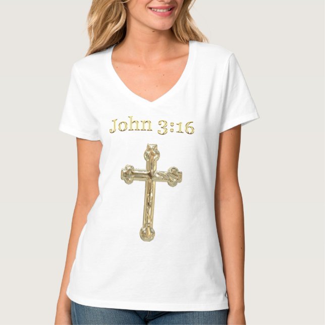 John 3:16 Woman's Christian  t-shirts (Front)