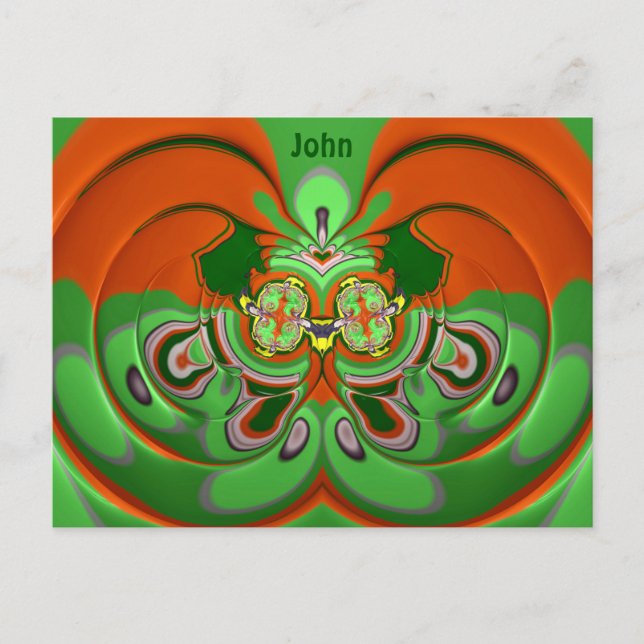 JOHN ~ 3D Design Pattern ~ Christmas Colors~ Postcard (Front)