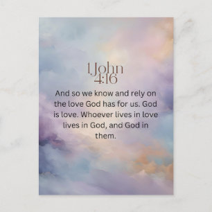 John 4:16 Bible Verse on Watercolor Design Postcard