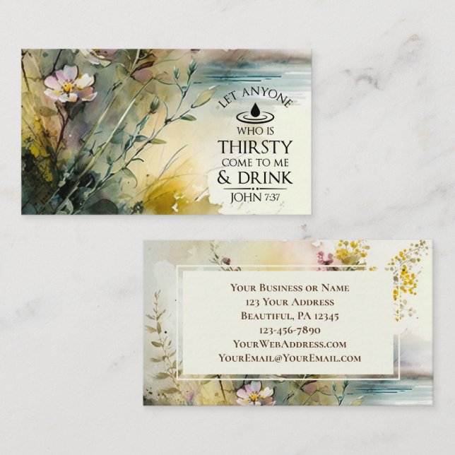 John 7:37 Anyone who is thirsty come to Me Bible Business Card (Front/Back)