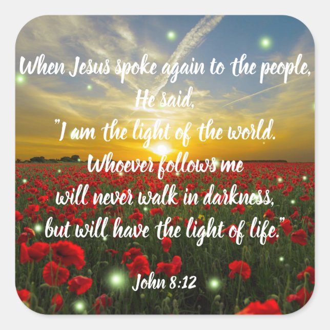 John 8:12 Bible Verse Christian Scripture Stickers (Front)
