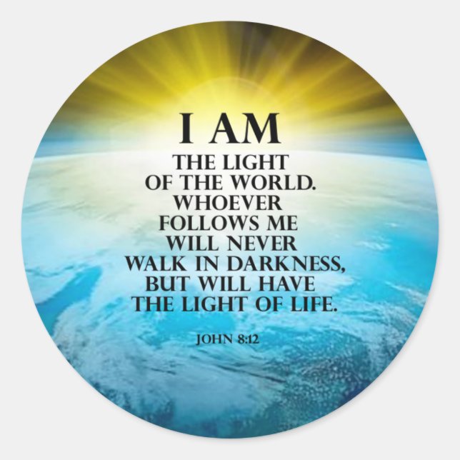 John 8:12 classic round sticker (Front)