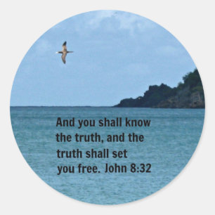 John 8:32 classic round sticker