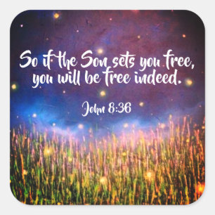 John 8:36 Christian Bible Scripture Stickers