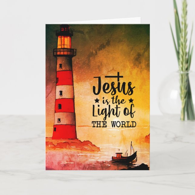 John 8 Jesus is the Light of the World Lighthouse Card (Front)
