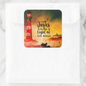 John 8 Jesus is the Light of the World Lighthouse  Square Sticker (Bag)