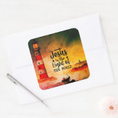 John 8 Jesus is the Light of the World Lighthouse  Square Sticker (Envelope)