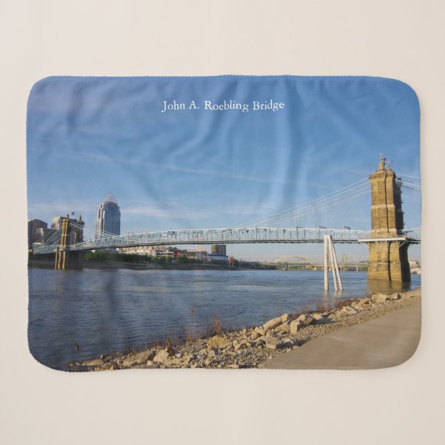 John A. Roebling Bridge sherpa blanket (Front (Horizontal))