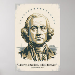John Adams Quote Second President Illustration Poster