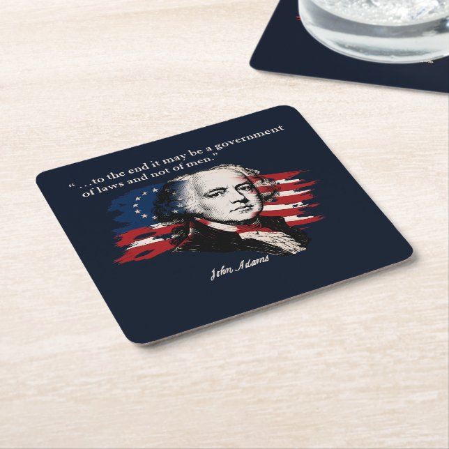 John Adams Square Paper Coaster (Angled)