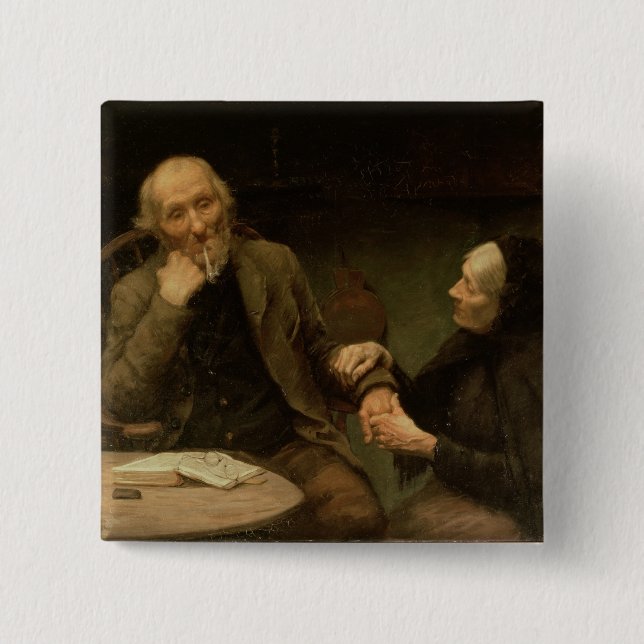 John Anderson, My Jo, 1894 (oil on canvas) 15 Cm Square Badge (Front)