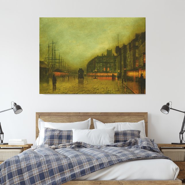 John Atkinson Grimshaw - Liverpool Docks  Canvas Print (Insitu(Bedroom))