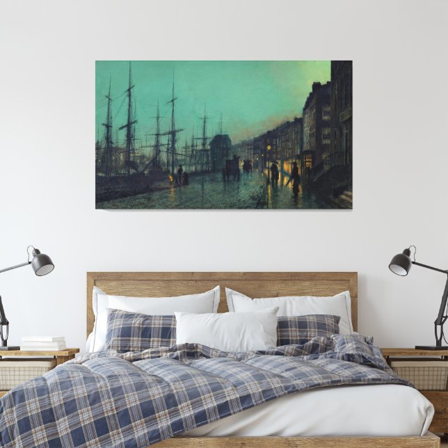 John Atkinson Grimshaw - Shipping on the Clyde Canvas Print (Insitu(Bedroom))