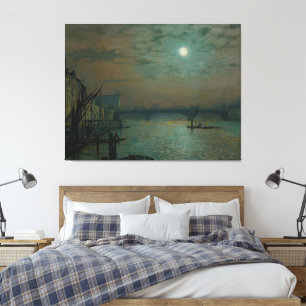 John Atkinson Grimshaw - Southwark Bridge by Moon Canvas Print