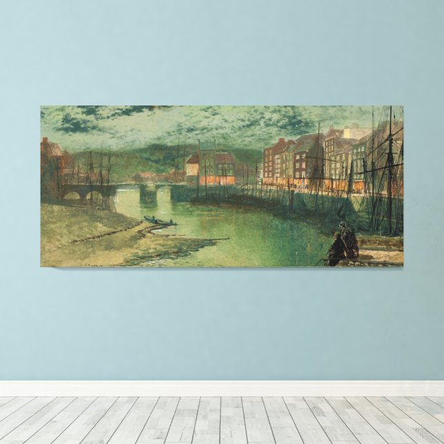 John Atkinson Grimshaw - Whitby Docks  Canvas Print (Insitu(Wood Floor))