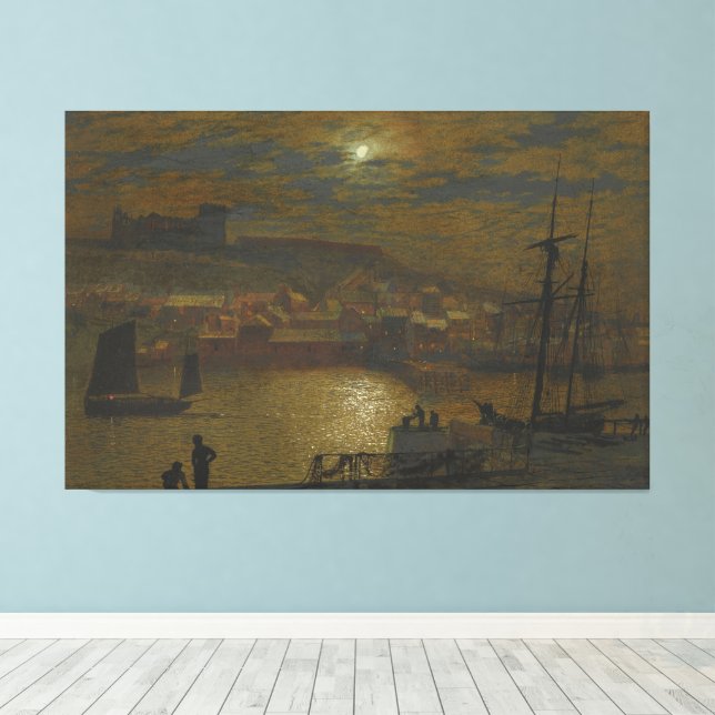 John Atkinson Grimshaw - Whitby From Scotch Head Canvas Print (Insitu(Wood Floor))