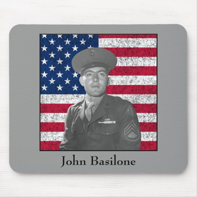 John Basilone and The American Flag Mouse Pad (Front)