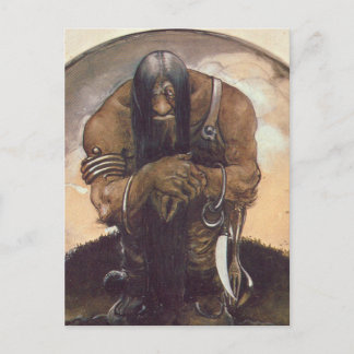 John Bauer - An old mountain troll Postcard