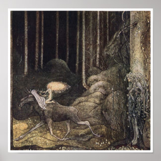 John Bauer Elk Cotton Poster