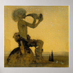 John Bauer He Blew Upon the Horn Poster