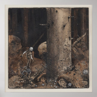 John Bauer - In the deceptive forest Poster