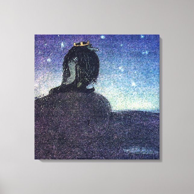 John Bauer King of Troll Mountain in Blue Canvas Print (Front)