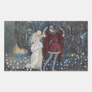 John Bauer - Lena Dances with the Knight Rectangular Sticker