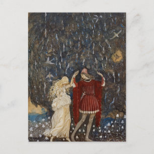 John Bauer Princess and Prince Vintage Art Postcard
