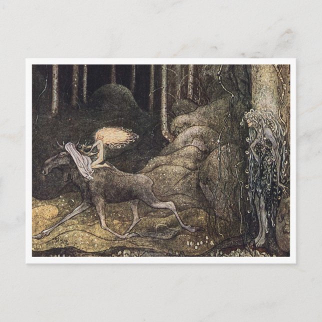 John Bauer Princess and the Elk Postcard (Front)