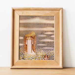 John Bauer Princess in Flower Meadow Poster