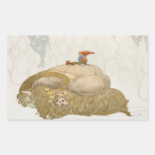 John Bauer - The Christmas Goat Rectangular Sticker
