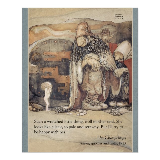 John Bauer Troll couple and princess baby CC1023 Poster (Front)