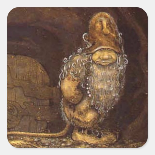 John Bauer - Trolls vintage art Square Sticker (Front)