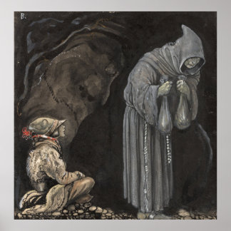 John Bauer vintage fairytale art Poster