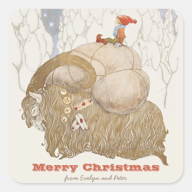 John Bauer Yule goat Julbocken CC1027 Christmas Square Sticker (Front)