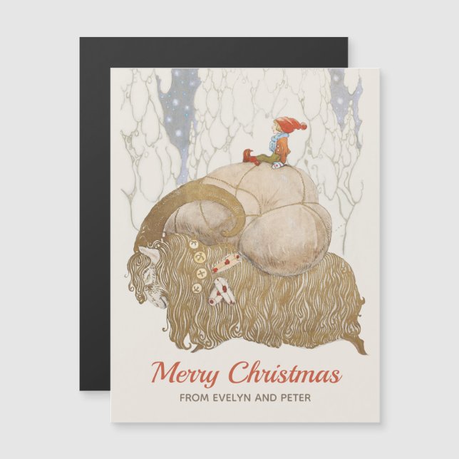 John Bauer Yule goat Julbocken Christmas card (Front/Back)