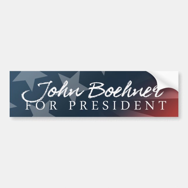 John Boehner For President Autograph White Bumper  Bumper Sticker (Front)