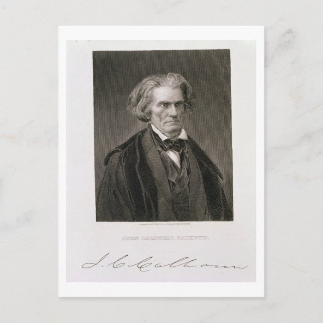 John Caldwell Calhoun, engraved by Henry Bryan Hal Postcard (Front)