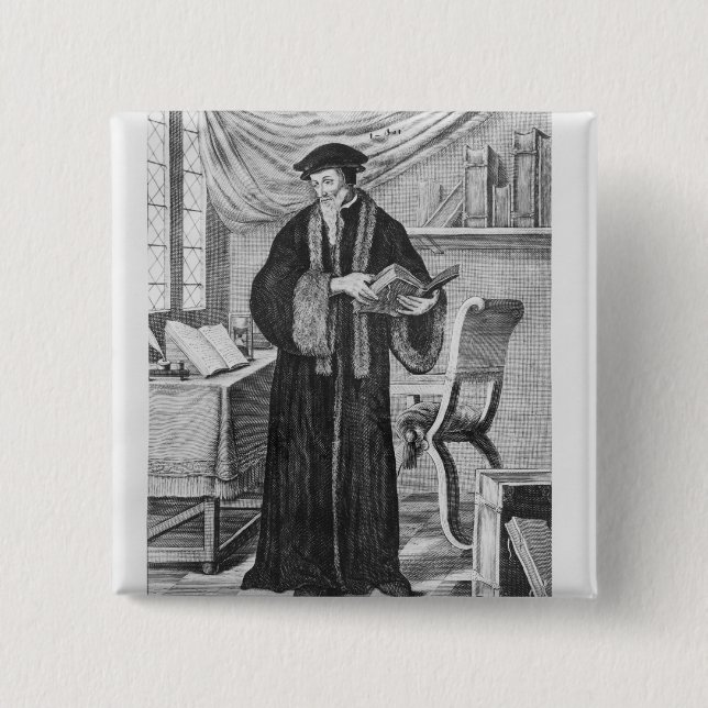 John Calvin 15 Cm Square Badge (Front)