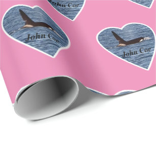 John Coe Orca Killer Whale Pink Wrapping Paper