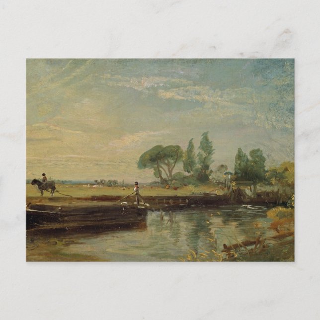 John Constable | A Barge below Flatford Lock, c.18 Postcard (Front)
