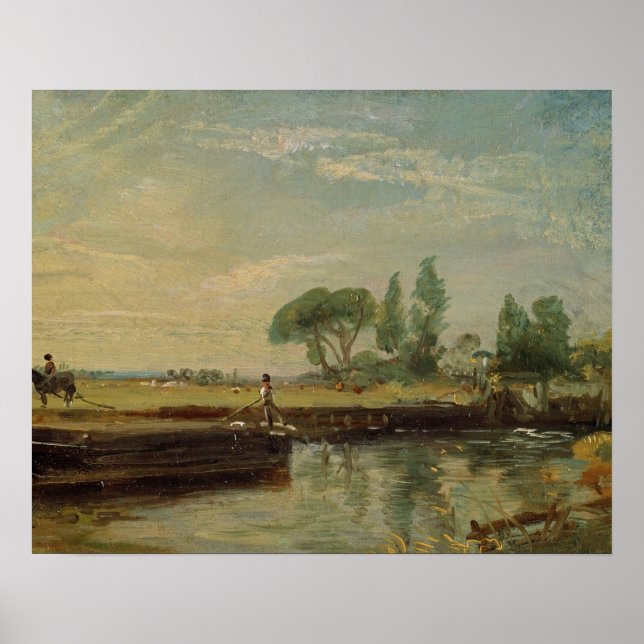 John Constable | A Barge below Flatford Lock, c.18 Poster (Front)